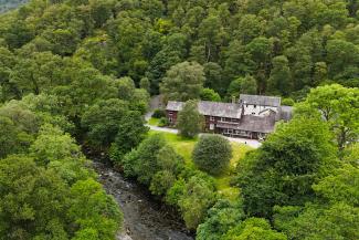 Aerial view of YHA Borrowdale