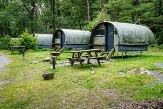 Landpods in the camping area at YHA Borrowdale