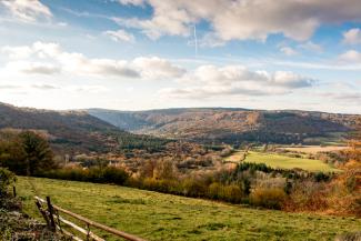 View over autumn fields in Gloucestershire