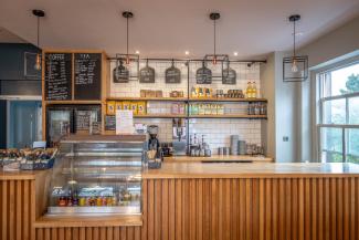 Counter in the café at YHA Youlgreave