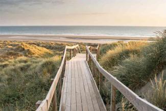 Wooden walkway leading to Ynyslas beach, Ceredigion, Wales