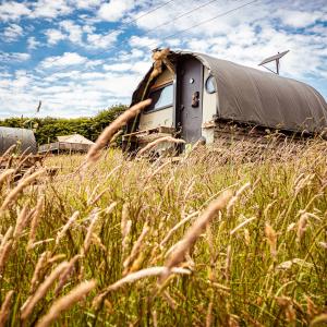 Landpod in camping field at YHA Eden Project