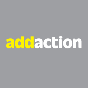 Addaction logo on grey background