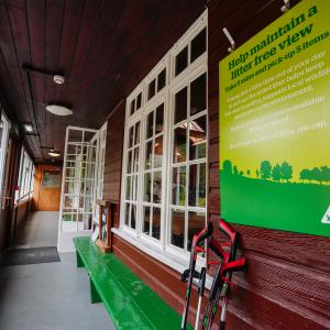 Porch area outside hostel entrance