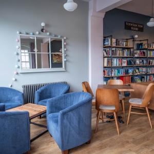 Seating in the café near the window