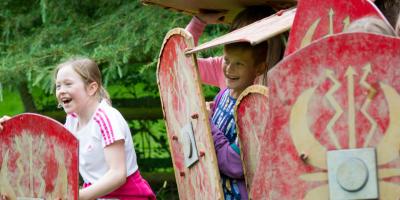 Children taking part in battle shields activity at YHA Castleton Losehill Hall