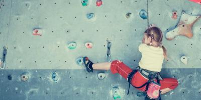 Person climbing on a climbing wall