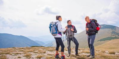 Mountain guide instructs a group of young people