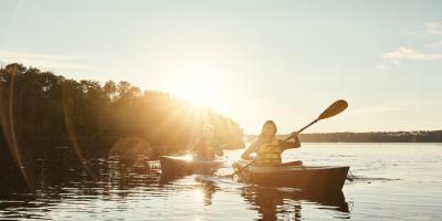 Canoeing on lake