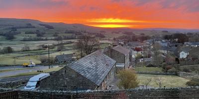 YHA Hawes exterior at sunset