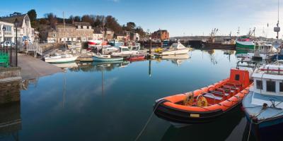 Padstow harbour with Sealife Safari boat in foreground