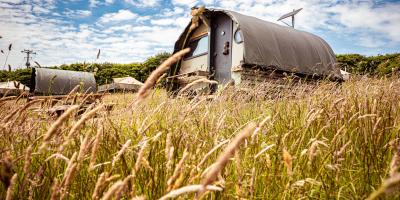 Landpod in camping field at YHA Eden Project