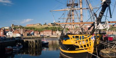 Captain Cook's Endeavour in Whitby harbour