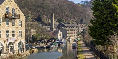 Mill buildings on edge of Rochdale Canal, Hebden Bridge