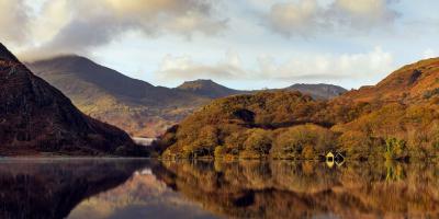 View of Llyn Dinas lake in the direction of Beddgelert village