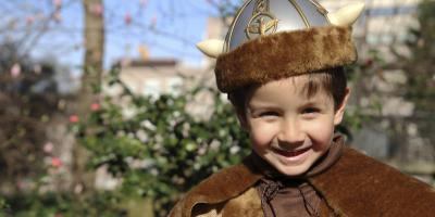 Child wearing Viking fancy dress