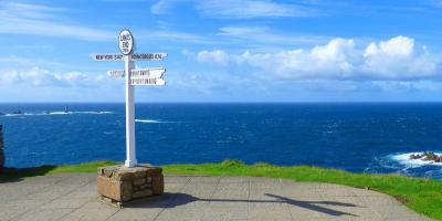 Lands End sign on sunny day