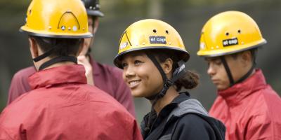 Young person smiling while doing an activity at YHA Osmotherley