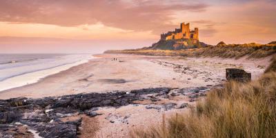 Castle on the coast with views out to sea