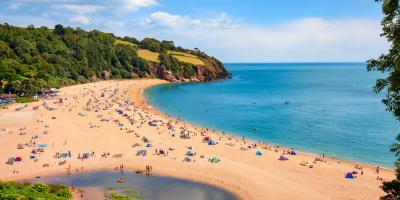 Sunny beach at Blackpool sands near Dartmouth in Devon