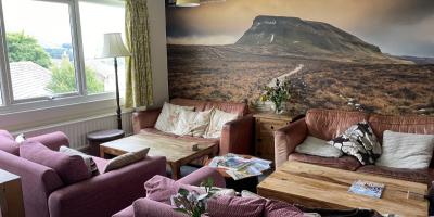 Lounge area with sofas and coffee tables