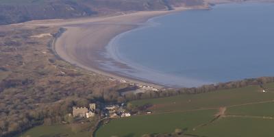 Oxwich Castle with Oxwich Bay