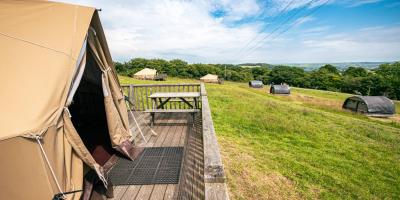 Premium bell tent exterior at YHA Eden Project