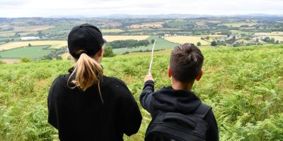 Children looking over the countryside