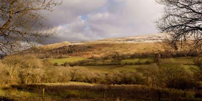 Countryside view with rolling hills