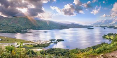 Panorama of Derwentwater lake in Cumbria