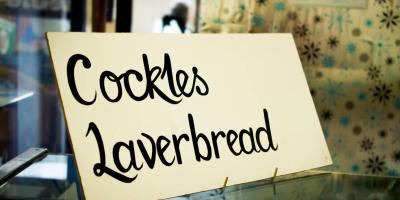 Welsh laverbread and cockles sign