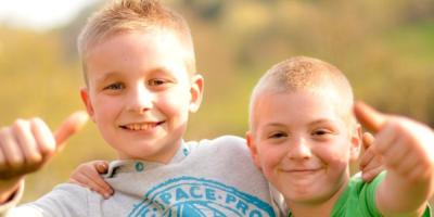 Smiling children on a YHA school trip