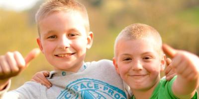 Smiling children on a YHA school trip