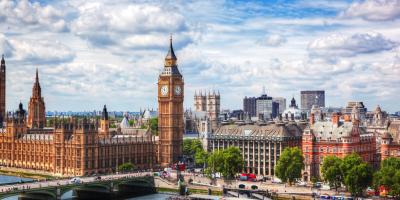 View of London skyline on a sunny day