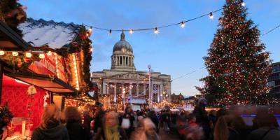 Nottingham Christmas Market at night