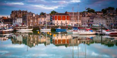 Row of buildings and boats in a harbour