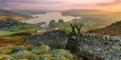 View over the Peak District on a winters day