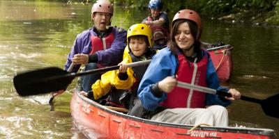 Group canoeing and having fun