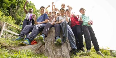 Group of schoolchildren in the outdoors