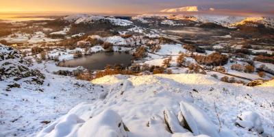 View from Loughrigg fell on a winter's morning in the Lake District