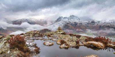 Snowy mountain landscape