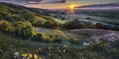 South downs sunset view