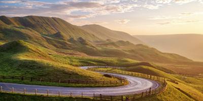 Sunset over Winnats Pass in Peak District United Kingdom