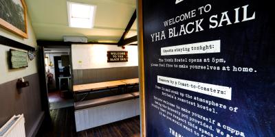 Welcome sign for YHA Black Sail