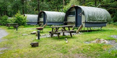 Landpods in the camping area at YHA Borrowdale