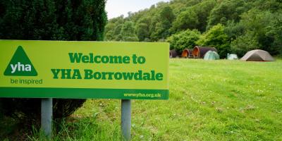 Welcome sign in camping area