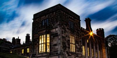 YHA Ilam Hall at dusk