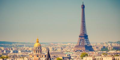 Overview of the city of Paris France, the Eiffel Tower can be seen in the background