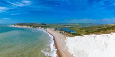 White cliffs overlooking sea