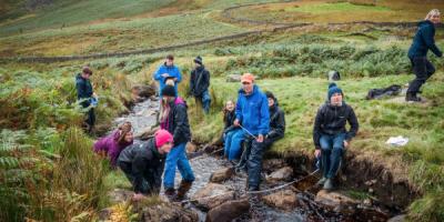 Group of students on a geography field tirp